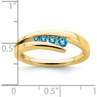 10K Yellow Gold Blue Topaz 4-Stone Gemstone Ring with Round Swiss Blue Topaz - 0.26 Carat Total Gemstone Weight by 0