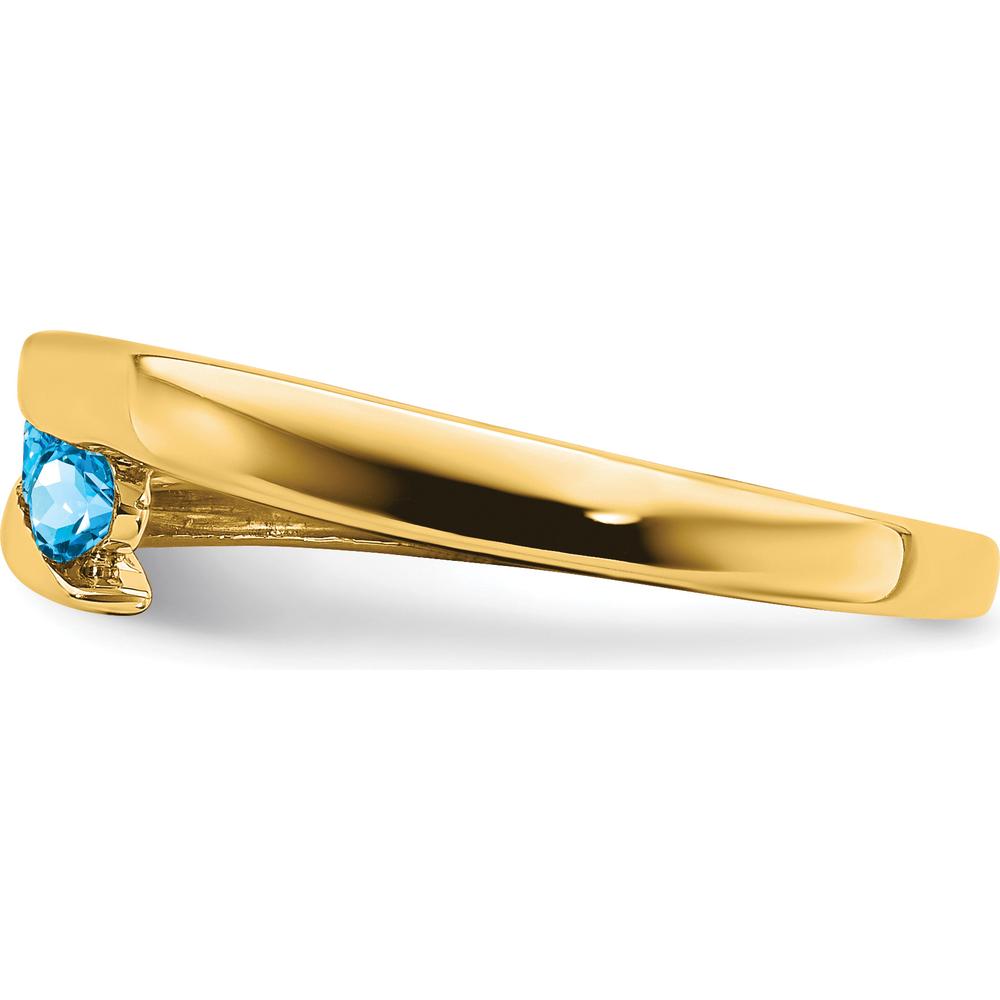 10K Yellow Gold Blue Topaz 4-Stone Gemstone Ring with Round Swiss Blue Topaz - 0.26 Carat Total Gemstone Weight by 0
