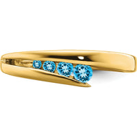 10K Yellow Gold Blue Topaz 4-Stone Gemstone Ring with Round Swiss Blue Topaz - 0.26 Carat Total Gemstone Weight by 0