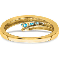 10K Yellow Gold Blue Topaz 4-Stone Gemstone Ring with Round Swiss Blue Topaz - 0.26 Carat Total Gemstone Weight by 0