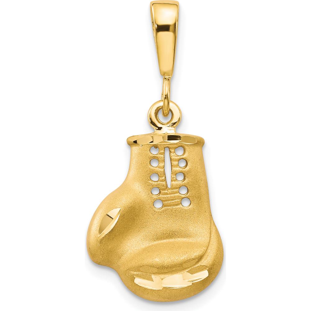 10K Yellow Gold Boxing Glove Charm Pendant - 30mm Length