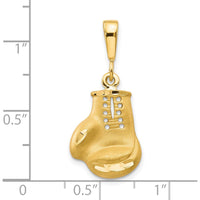 10K Yellow Gold Boxing Glove Charm Pendant - 30mm Length