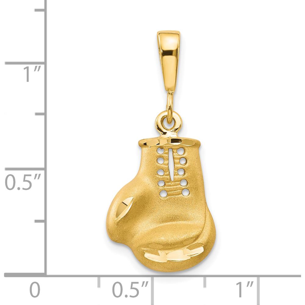 10K Yellow Gold Boxing Glove Charm Pendant - 30mm Length
