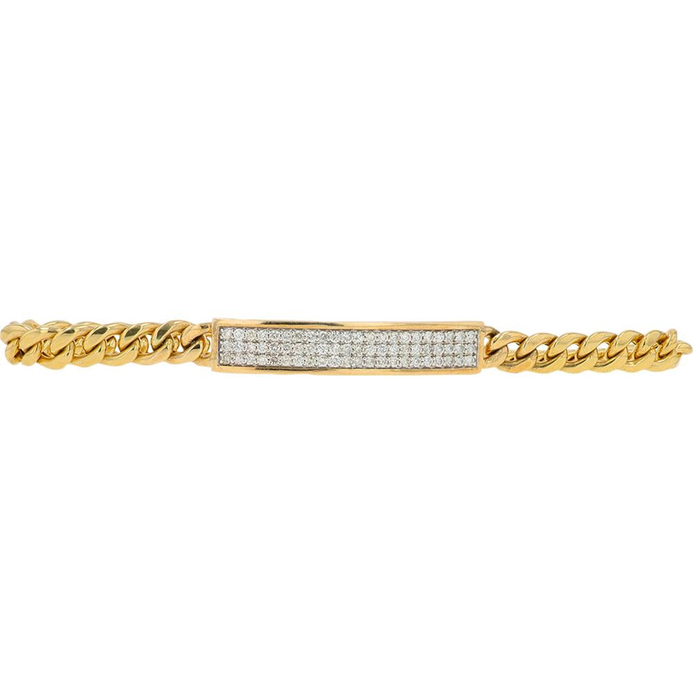 10K Yellow Gold Bracelet with 1.00 Carat Pave - Set Diamonds - Fine Station Design