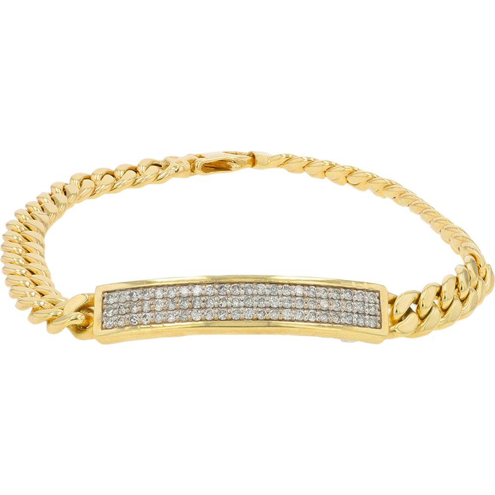 10K Yellow Gold Bracelet with 1.00 Carat Pave - Set Diamonds - Fine Station Design