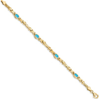 10K Yellow Gold Bracelet with 4 Oval Swiss Blue Topaz Stones - 0.56 Carats Total Gem Weight by Oro Pregiato