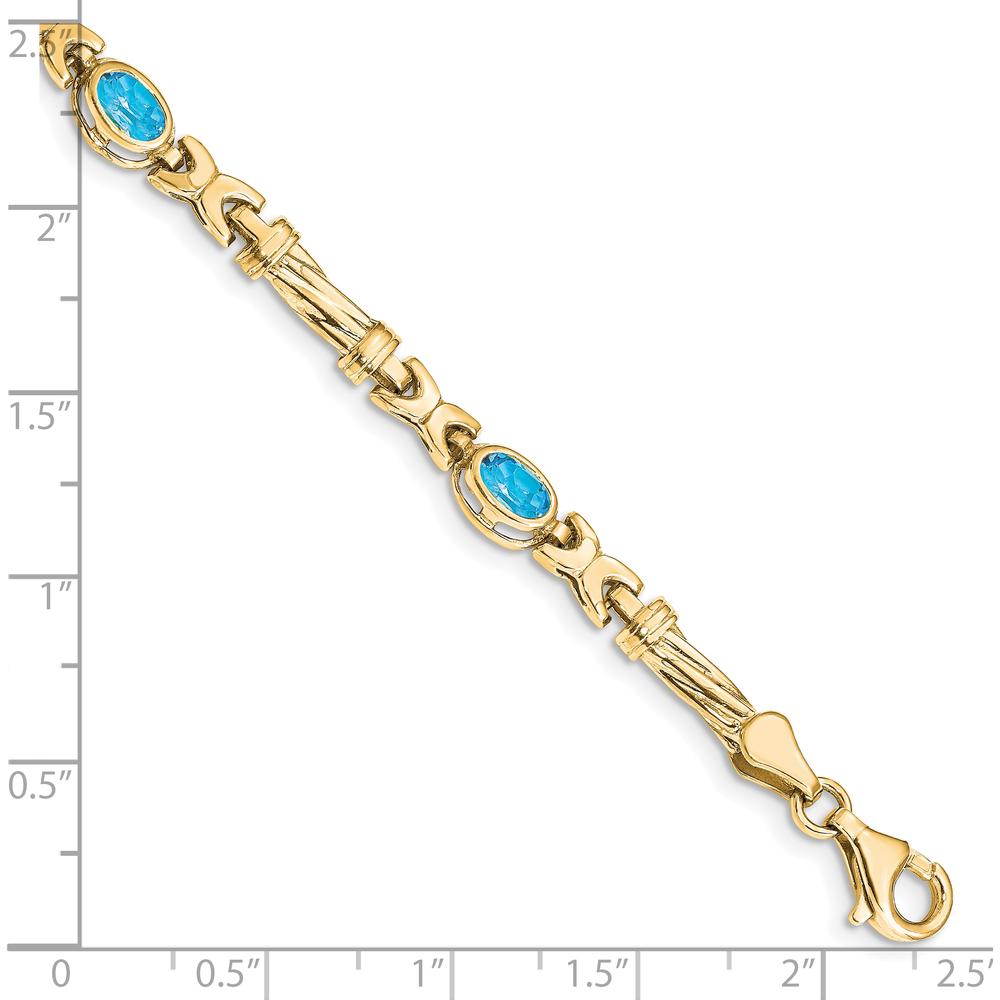 10K Yellow Gold Bracelet with 4 Oval Swiss Blue Topaz Stones - 0.56 Carats Total Gem Weight by Oro Pregiato