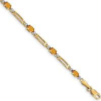 10K Yellow Gold Bracelet with 8 Oval Citrine Stones - 0.2 Carats Total Gem Weight by Oro Pregiato