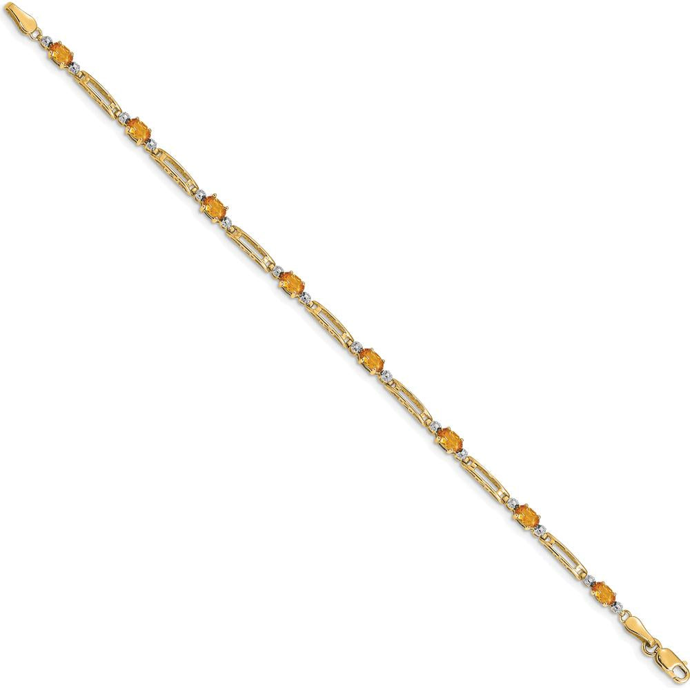 10K Yellow Gold Bracelet with 8 Oval Citrine Stones - 0.2 Carats Total Gem Weight by Oro Pregiato