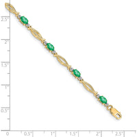 10K Yellow Gold Bracelet with Alternating Emeralds and Diamonds - 1.00 Carats Total Gem Weight by Oro Pregiato