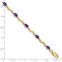10K Yellow Gold Bracelet with Oval Amethyst and Round Diamonds - 0.23 Carats Amethyst Total Weight, 0.01 Carats Diamond Total Weight by Monteluci Fine Jewelry