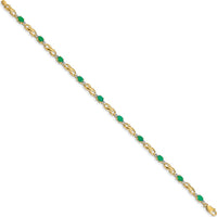 10K Yellow Gold Bracelet with Oval Emeralds and Diamond Accents - 0.22 Carats Total Emerald Weight by Monteluci Fine Jewelry