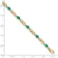 10K Yellow Gold Bracelet with Oval Emeralds and Diamond Accents - 0.22 Carats Total Emerald Weight by Monteluci Fine Jewelry