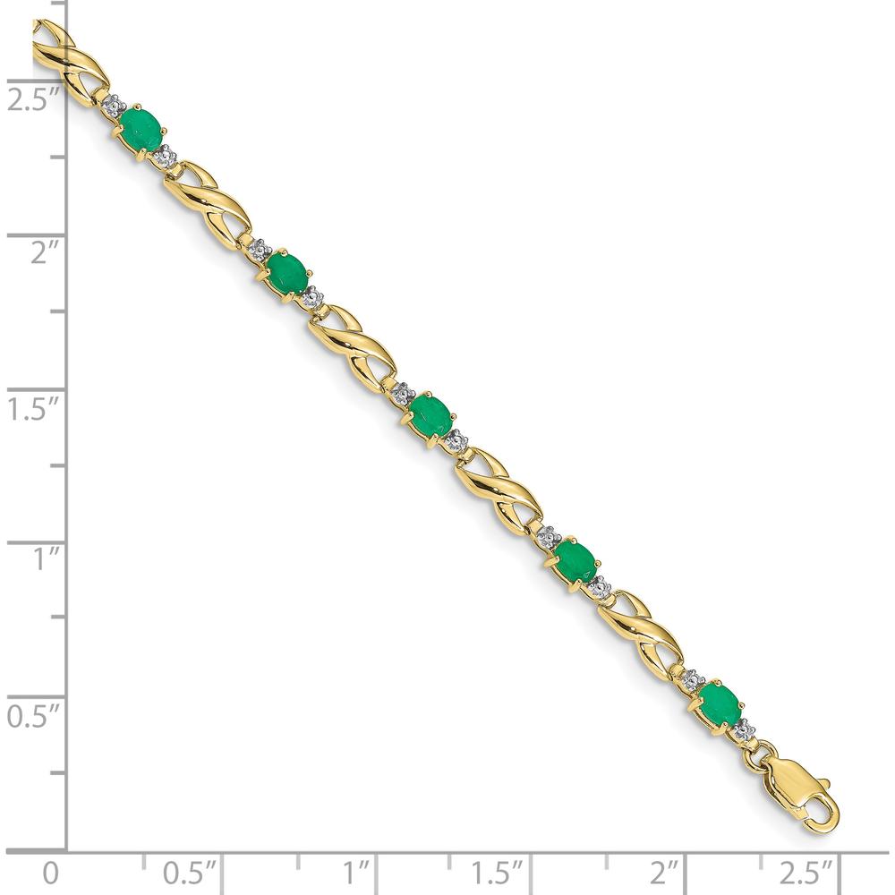 10K Yellow Gold Bracelet with Oval Emeralds and Diamond Accents - 0.22 Carats Total Emerald Weight by Monteluci Fine Jewelry