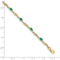 10K Yellow Gold Bracelet with Oval Emeralds and Diamonds - 1.45 Carats Total Gemstone Weight by Oro Pregiato