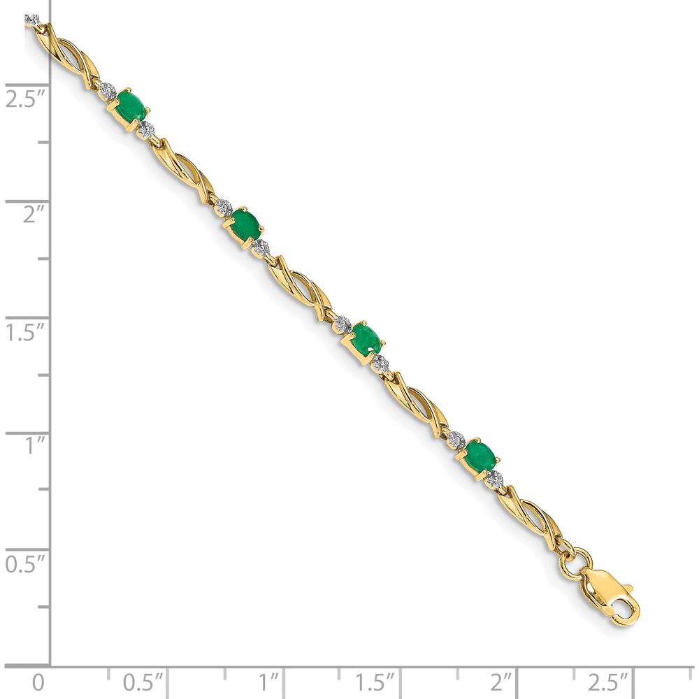 10K Yellow Gold Bracelet with Oval Emeralds and Diamonds - 1.45 Carats Total Gemstone Weight by Oro Pregiato