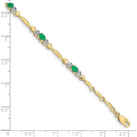 10K Yellow Gold Bracelet with Oval Emeralds and Round Diamonds - 0.22 Carats Emerald Weight by Monteluci Fine Jewelry