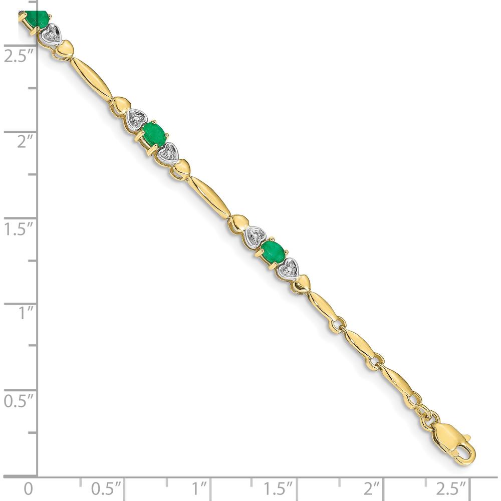 10K Yellow Gold Bracelet with Oval Emeralds and Round Diamonds - 0.22 Carats Emerald Weight by Monteluci Fine Jewelry