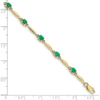 10K Yellow Gold Bracelet with Oval Emeralds and Round Diamonds - 0.22 Carats Total Emerald Weight by Monteluci Fine Jewelry