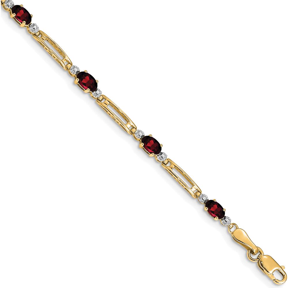 10K Yellow Gold Bracelet with Oval Garnet Stones - 0.3 Carats Total Garnet Weight by Oro Pregiato