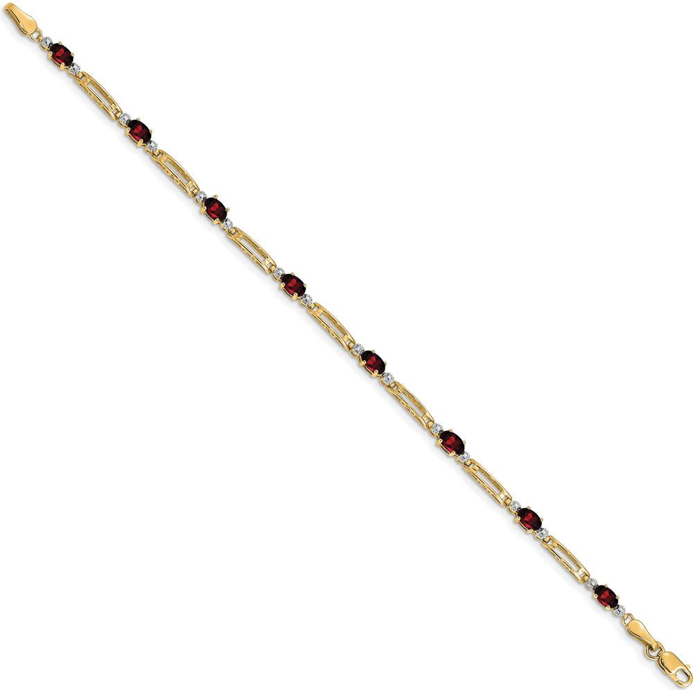 10K Yellow Gold Bracelet with Oval Garnet Stones - 0.3 Carats Total Garnet Weight by Oro Pregiato