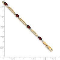 10K Yellow Gold Bracelet with Oval Garnet Stones - 0.3 Carats Total Garnet Weight by Oro Pregiato