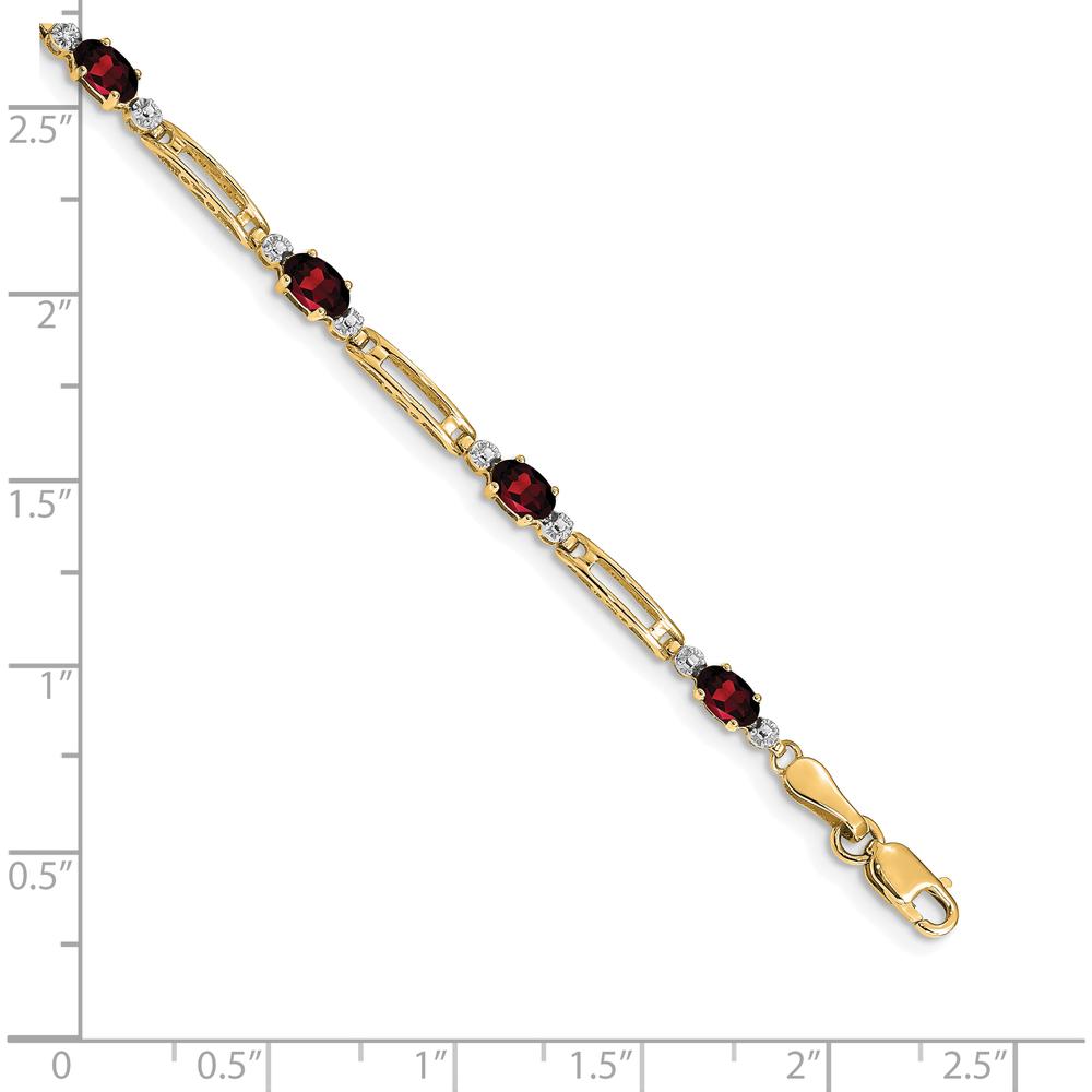 10K Yellow Gold Bracelet with Oval Garnet Stones - 0.3 Carats Total Garnet Weight by Oro Pregiato