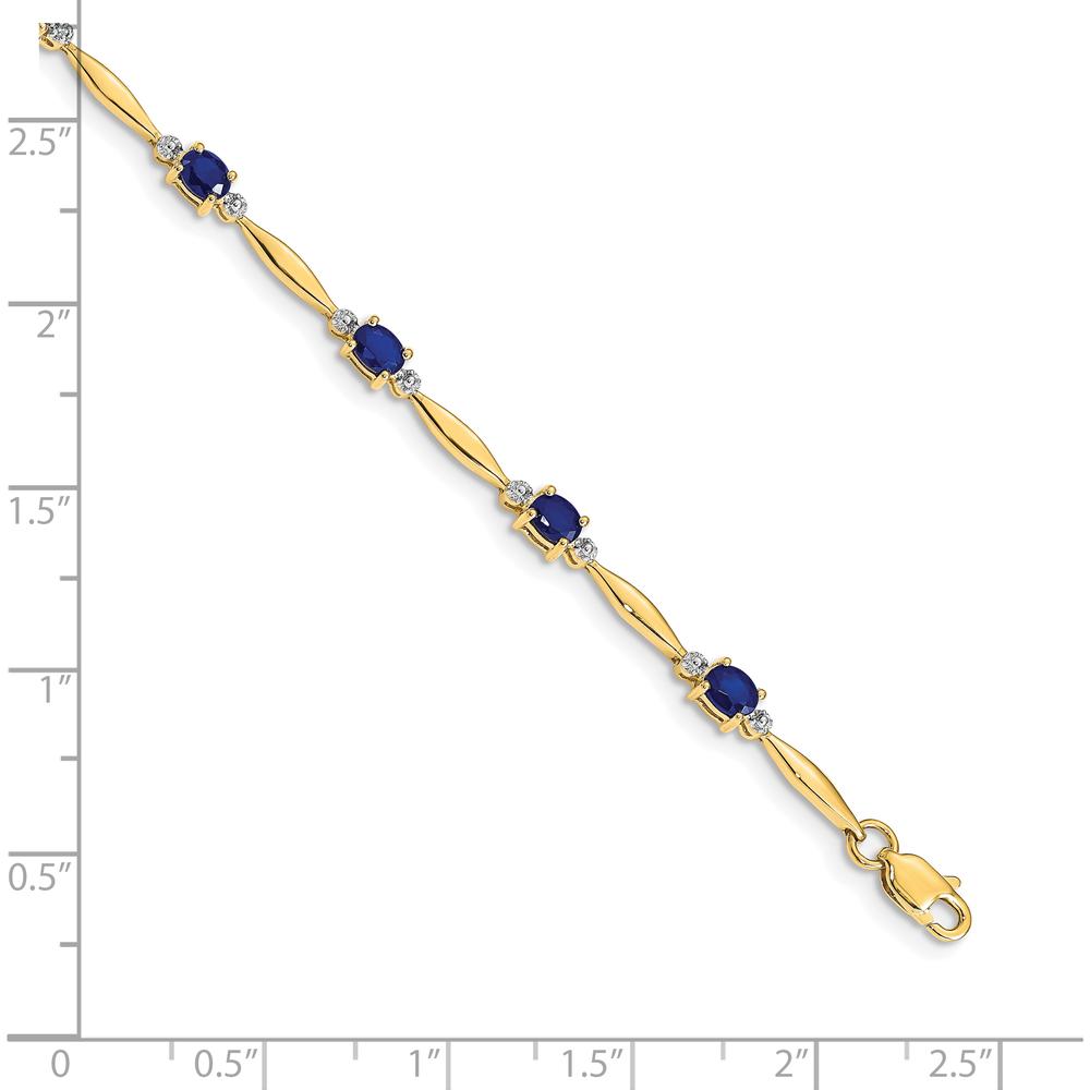 10K Yellow Gold Bracelet with Oval Sapphires and Diamond Accents - 1.60 Carats Total Gem Weight by Oro Pregiato