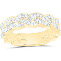 10K Yellow Gold Braided Band with Prong-Set Round Diamonds - 0.33 Carat Total Diamond Weight