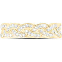 10K Yellow Gold Braided Band with Prong-Set Round Diamonds - 0.33 Carat Total Diamond Weight