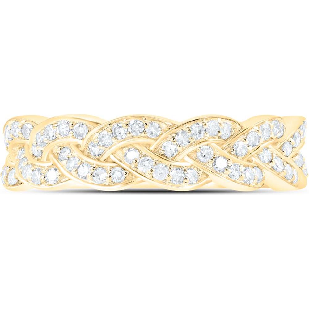 10K Yellow Gold Braided Band with Prong-Set Round Diamonds - 0.33 Carat Total Diamond Weight