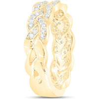 10K Yellow Gold Braided Band with Prong-Set Round Diamonds - 0.33 Carat Total Diamond Weight