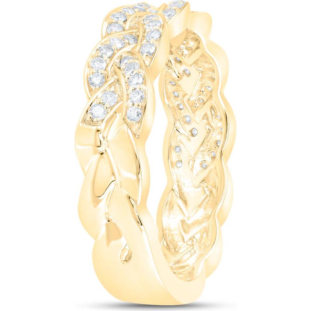 10K Yellow Gold Braided Band with Prong-Set Round Diamonds - 0.33 Carat Total Diamond Weight