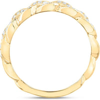 10K Yellow Gold Braided Band with Prong-Set Round Diamonds - 0.33 Carat Total Diamond Weight