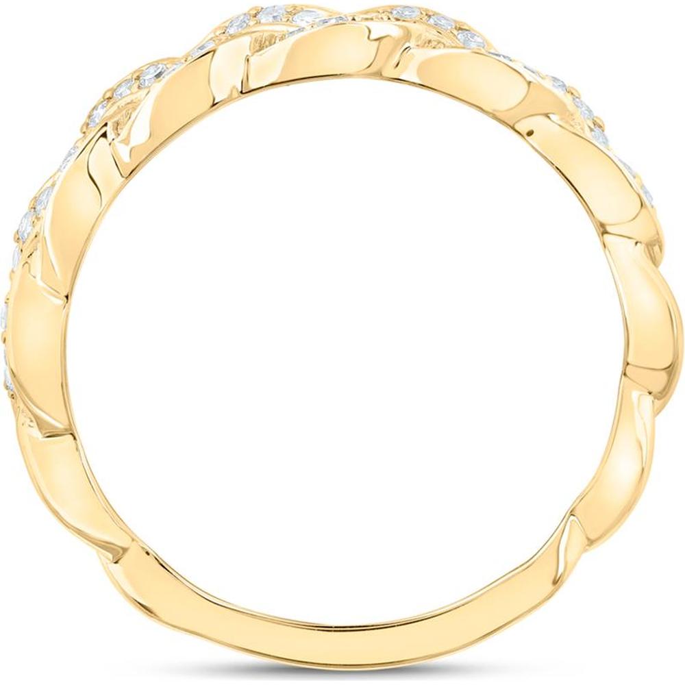 10K Yellow Gold Braided Band with Prong-Set Round Diamonds - 0.33 Carat Total Diamond Weight