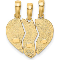 10K Yellow Gold Break-Apart "Big Sis, MOM, Lil Sis" Textured Charm Pendant