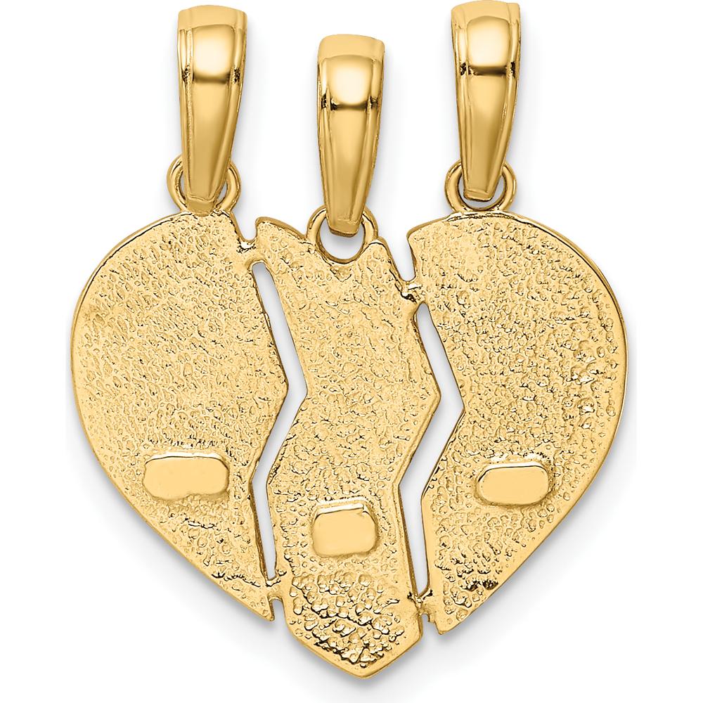 10K Yellow Gold Break-Apart "Big Sis, MOM, Lil Sis" Textured Charm Pendant