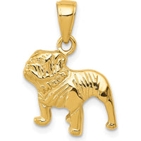 10K Yellow Gold Bulldog Pendant - Polished Finish, 21mm Height