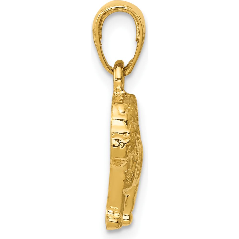 10K Yellow Gold Bulldog Pendant - Polished Finish, 21mm Height