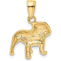 10K Yellow Gold Bulldog Pendant - Polished Finish, 21mm Height