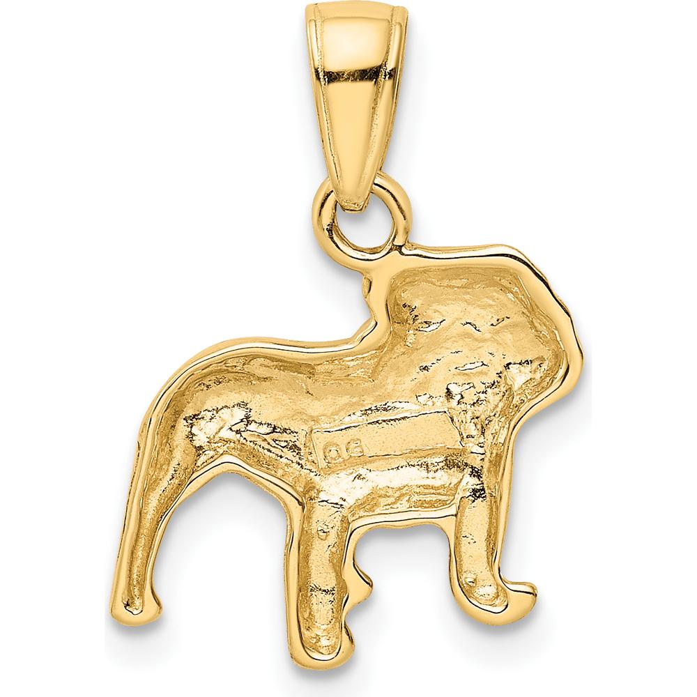 10K Yellow Gold Bulldog Pendant - Polished Finish, 21mm Height