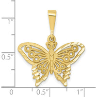 10K Yellow Gold Butterfly Charm Pendant - Solid and Polished Finish