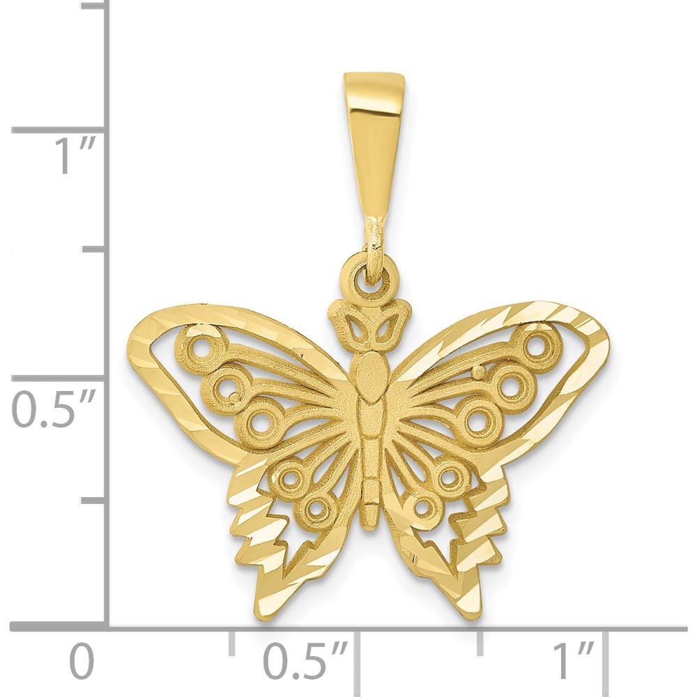 10K Yellow Gold Butterfly Charm Pendant - Solid and Polished Finish