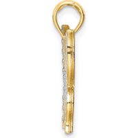 10K Yellow Gold Butterfly Charm Pendant with Rhodium Accents
