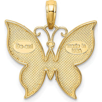 10K Yellow Gold Butterfly Charm Pendant with Rhodium Accents
