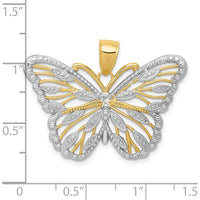 10K Yellow Gold Butterfly Pendant with Rhodium Accents - Polished Finish