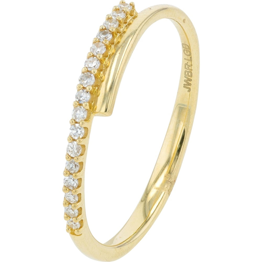 10K Yellow Gold Bypass Band with Prong-Set Round Lab Grown Diamonds - 0.10 Carat Total Diamond Weight