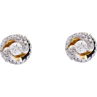 10K Yellow Gold Bypass Halo Diamond Studs - 1/2 Carats Total Diamond Weight