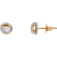 10K Yellow Gold Bypass Halo Diamond Studs - 1/2 Carats Total Diamond Weight