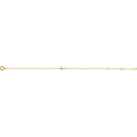 10K Yellow Gold Cable Link Bracelet with 0.06 Carat Total Weight Round Diamond Cross Motif by Auriventus